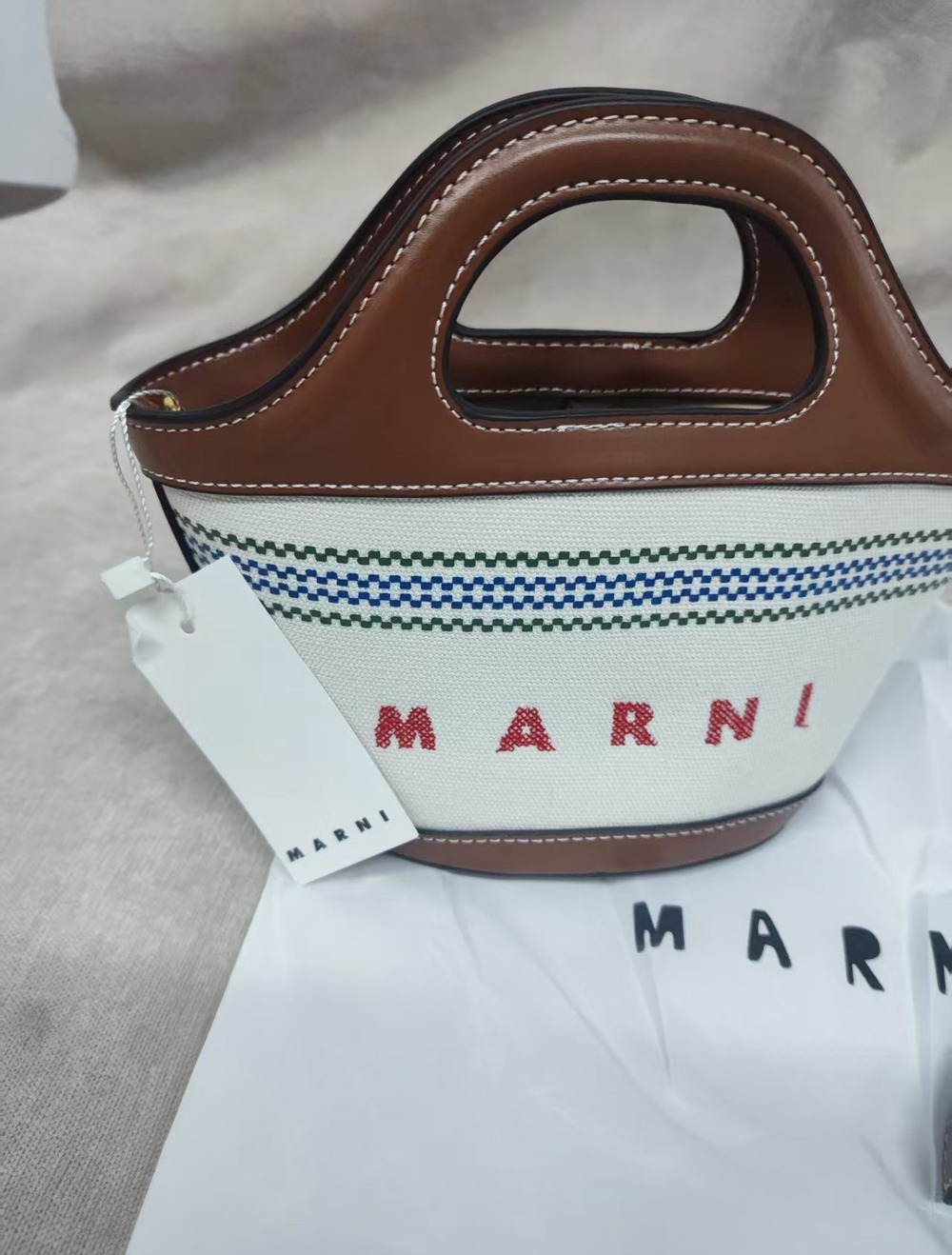 🛍Marni Mini Canvas Tote Bag Summer Essential - Picture 7 of 9